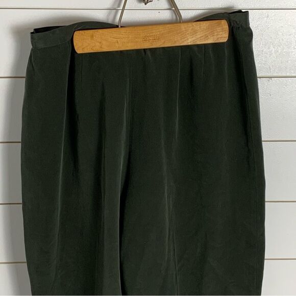 Vintage Kasper ASL 100% silk Pants Women’s Green high-rise wide leg size 14 - Picture 3 of 13